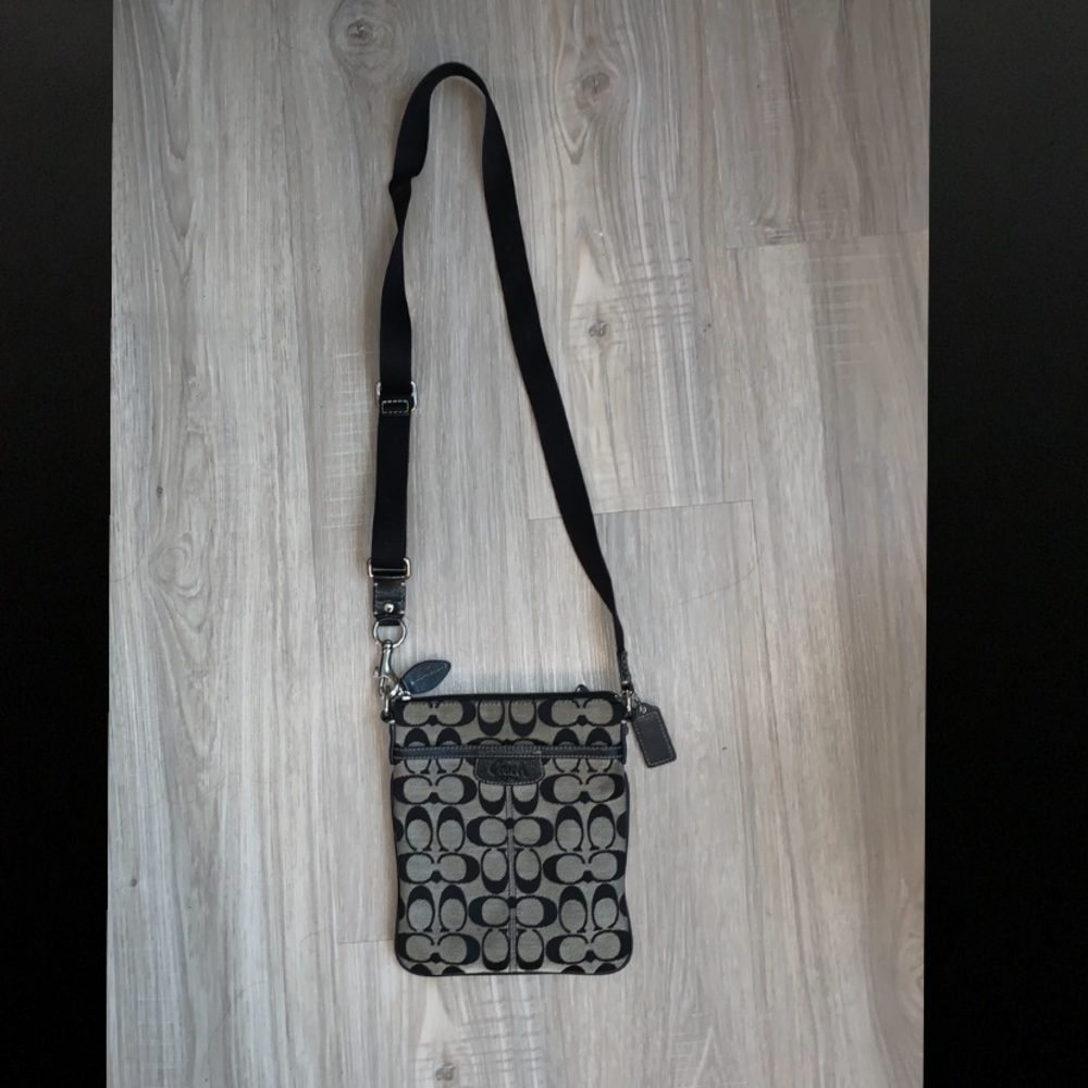 canvas with leather trim coach cross body purse